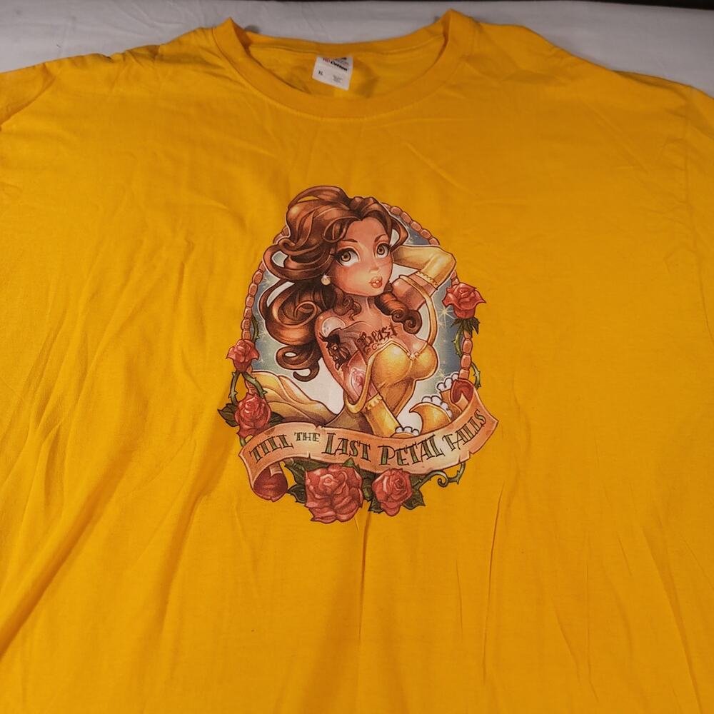 Till the Last Petal Falls Fuit of the Loom T Shirt Adult Mens Size XL Yellow